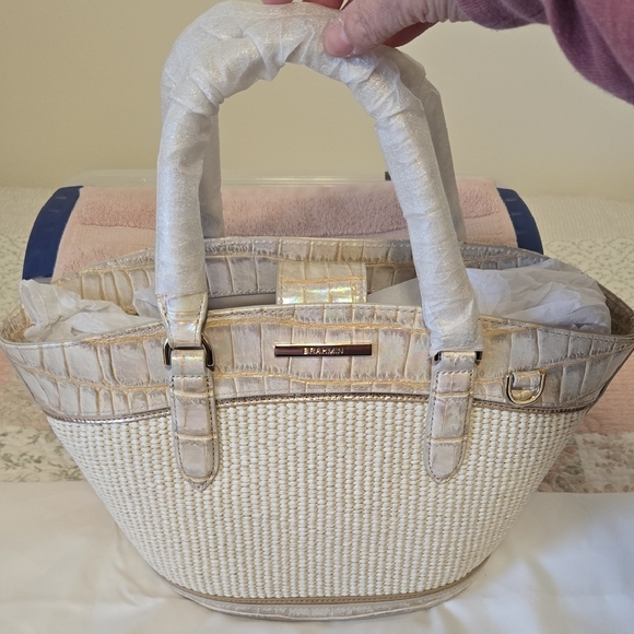 BRAHMIN JENNY SATCHEL TOTE/CROSSBODY IN TIRAMISU MANAVA. NWT - Picture 2 of 15